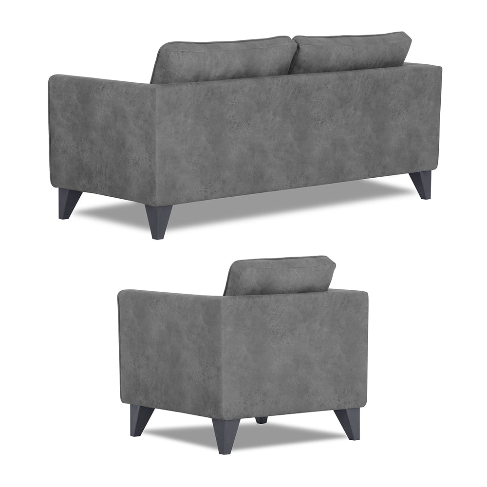 Adorn India Enzo Decent Premium Leatherette Suede 3+1+1 5 Seater Sofa Set (Grey)