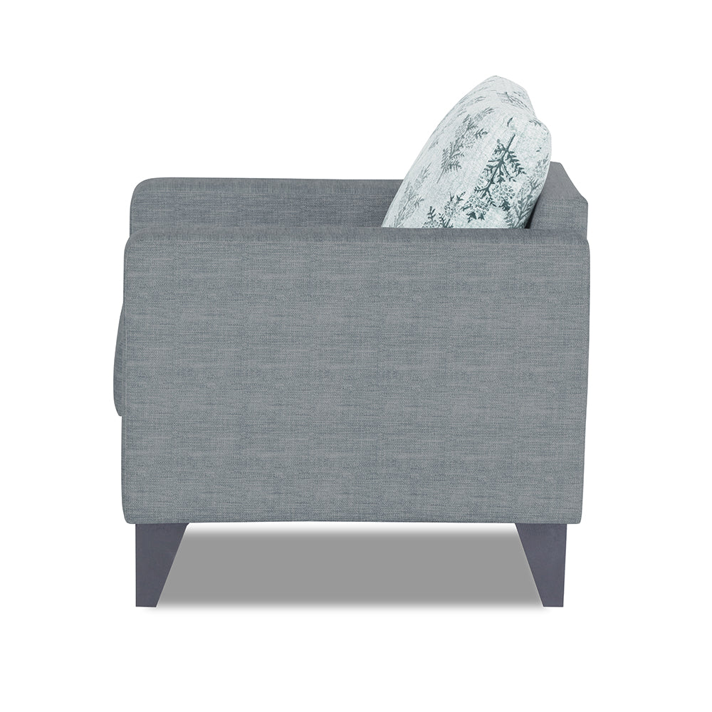 Adorn India Straight line Plus Leaf 3 Seater Sofa (Grey) (3 Year Warranty)