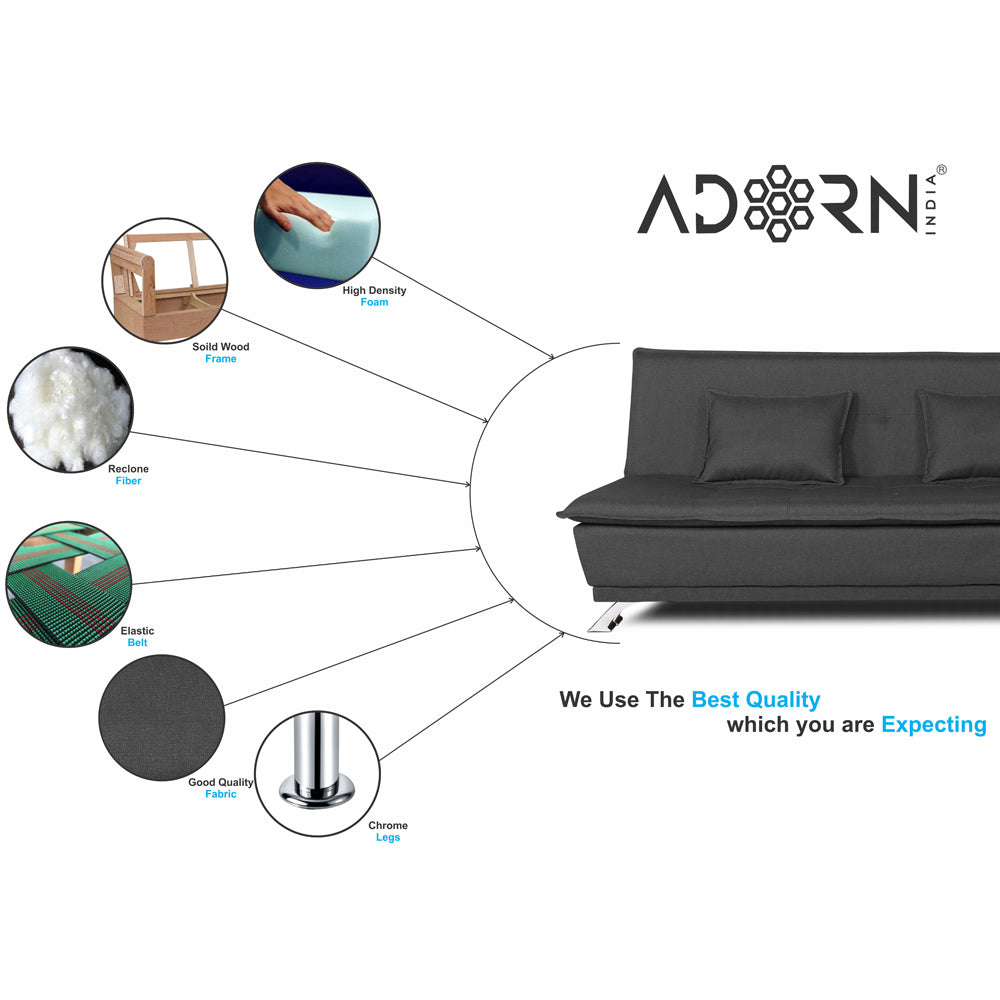 Adorn India Arden 4 Seater Sofa Cum Bed 4 x 6 (Dark Grey) (3 Year Warranty)