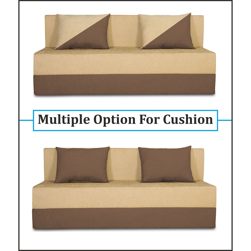 Adorn India Easy Desmond 3 Seater Sofa Cum Bed 5 X 6 (Brown & Beige) (1 Year Warranty)