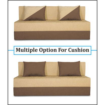 Adorn India Easy Desmond 3 Seater Sofa Cum Bed 5 X 6 (Brown & Beige) (1 Year Warranty)