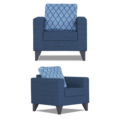 Adorn India Straight line Plus Blossom 3+2+1 6 Seater Sofa Set (Blue) (3 Year Warranty)