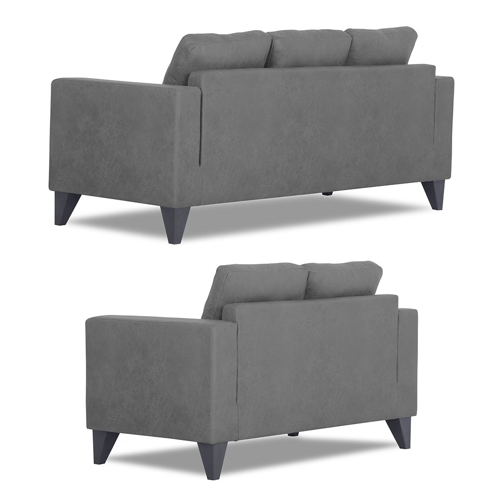 Adorn India Straight line Plus Premium Leatherette Suede 3+2 5 Seater Sofa Set (Grey) (3 Year Warranty)