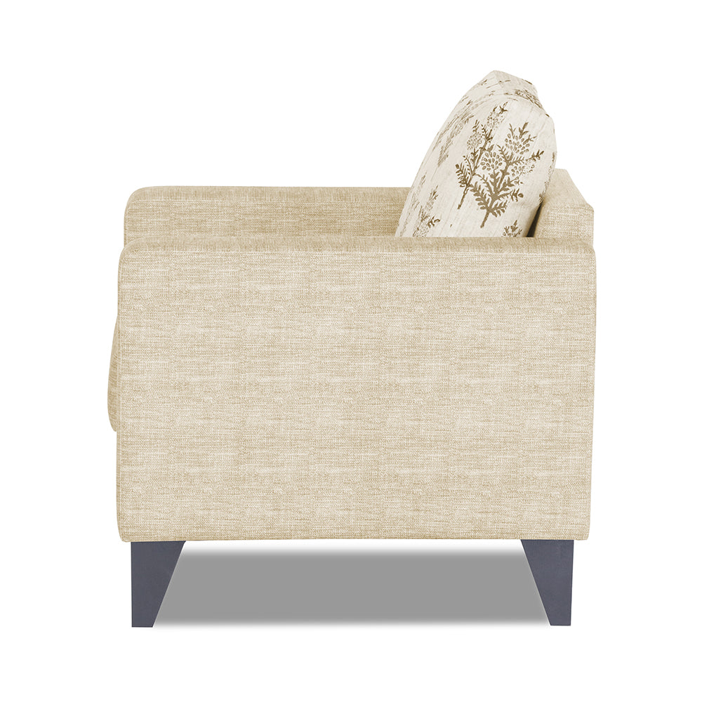 Adorn India Straight line Plus Leaf 3 Seater Sofa (Beige) (3 Year Warranty)