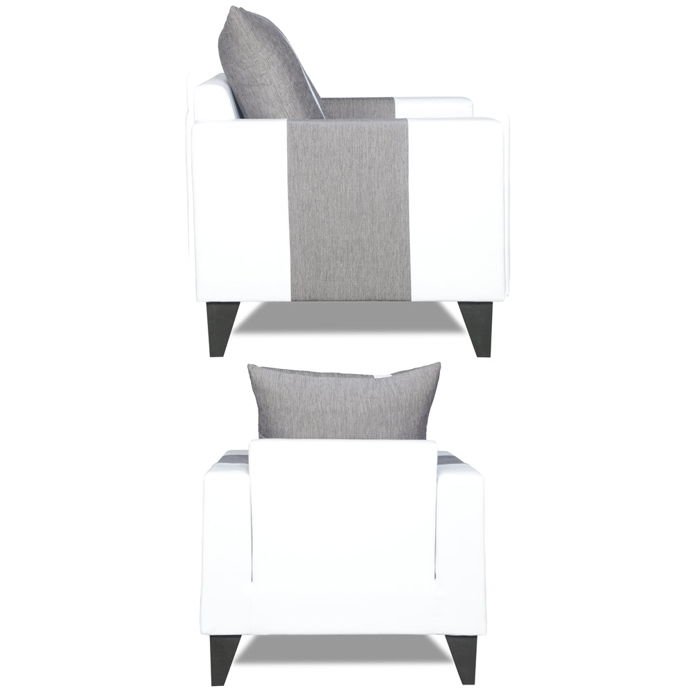 Adorn India Ashley Stripes Leatherette Fabric 1 Seater Sofa (Grey & White) (3 Year Warranty)