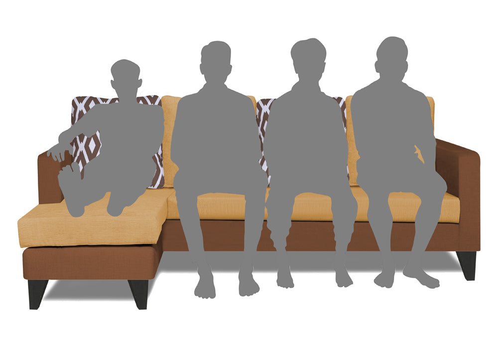 Adorn India Beetle Rhombus L Shape 5 Seater Sofa Set LHS (Brown & Beige) (3 Year Warranty)