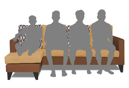 Adorn India Beetle Rhombus L Shape 5 Seater Sofa Set LHS (Brown & Beige) (3 Year Warranty)