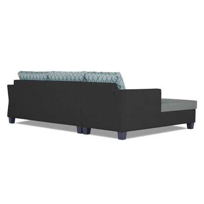 Adorn India Valencia Plus L Shape 6 Seater Sofa Set Blossom (Left Hand Side) (Grey & Black)