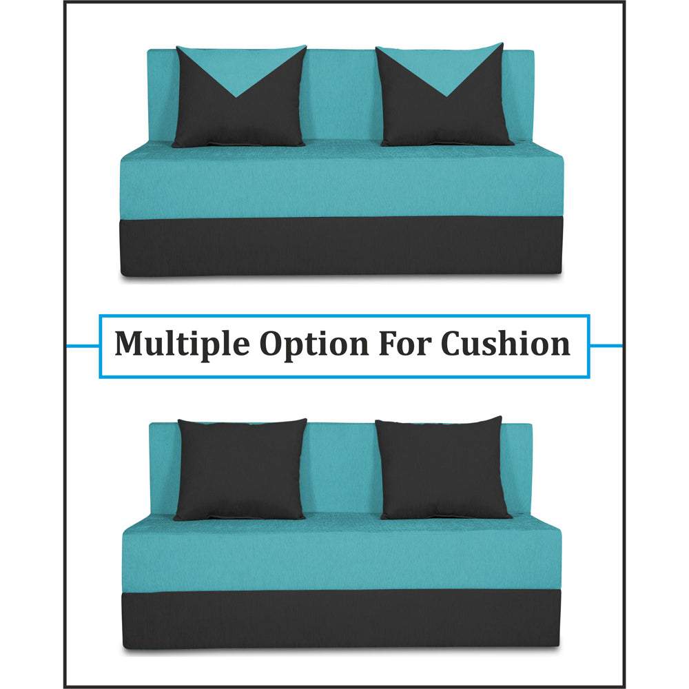 Adorn India Foam Easy Boom 2 Seater Sofa Cum Bed 4 X 6 (Aqua Blue & Black) (1 Year Warranty)
