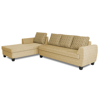 Adorn India Raiden Bricks Premium L Shape 6 Seater Sofa Set with Center Table (Left Hand Side) (Beige) (3 Year Warranty)