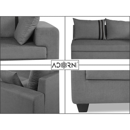 Adorn India Winston L Shape 6 Seater Sofa Set (Right Side) (Grey)