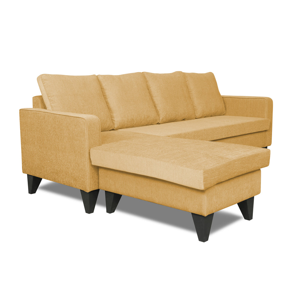 Adorn India Chandler Plain L Shape 5 Seater Sofa Set LHS (Beige) (3 Year Warranty)