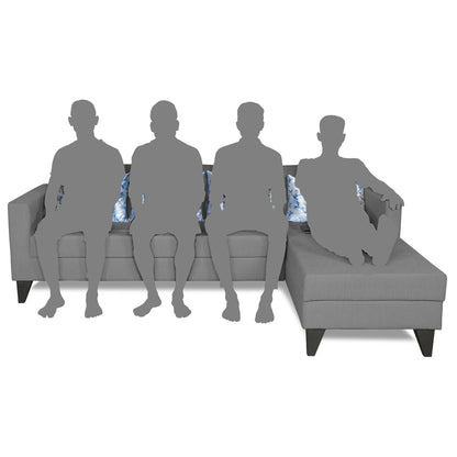 Adorn India Bladen L Shape 5 Seater Sofa Set Floral Print (Right Hand Side) (Grey)