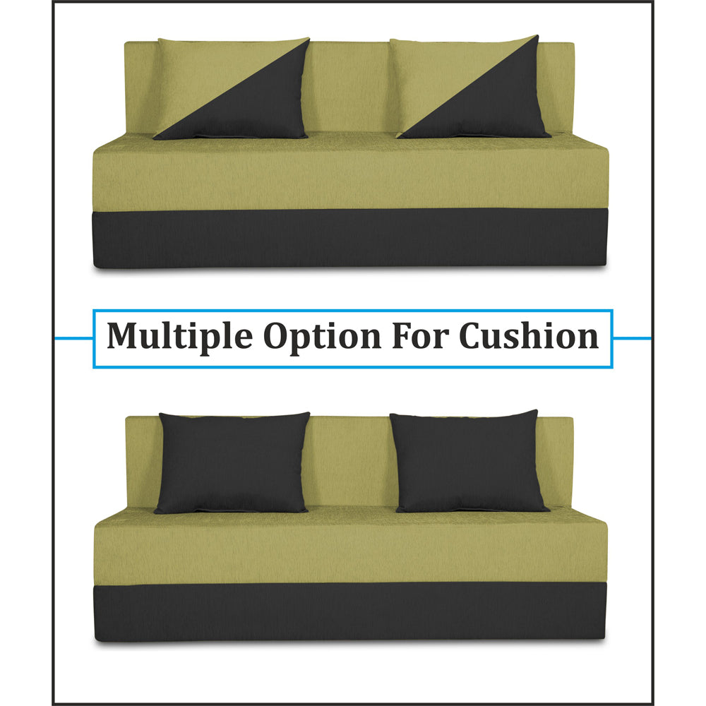 Adorn India Easy Desmond 4 Seater Sofa Cum Bed 6 x 6 (Green & Black) (1 Year Warranty)