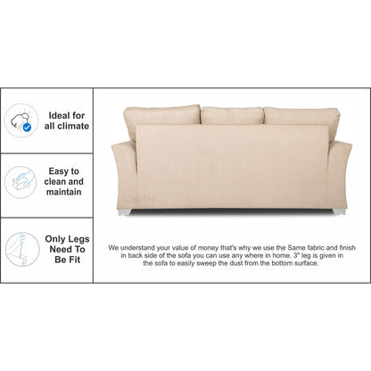 Adorn India Alexia Three Seater Sofa (Beige)