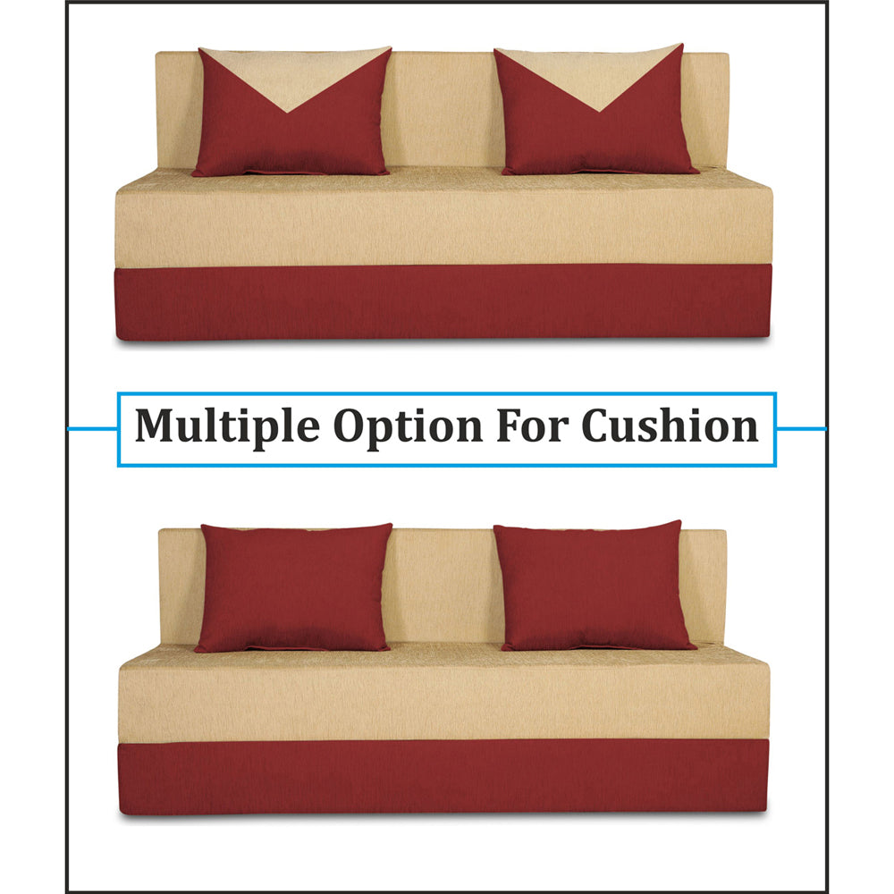 Adorn India Easy Boom 4 Seater Sofa Cum Bed 6 x 6 (Maroon & Beige) (1 Year Warranty)
