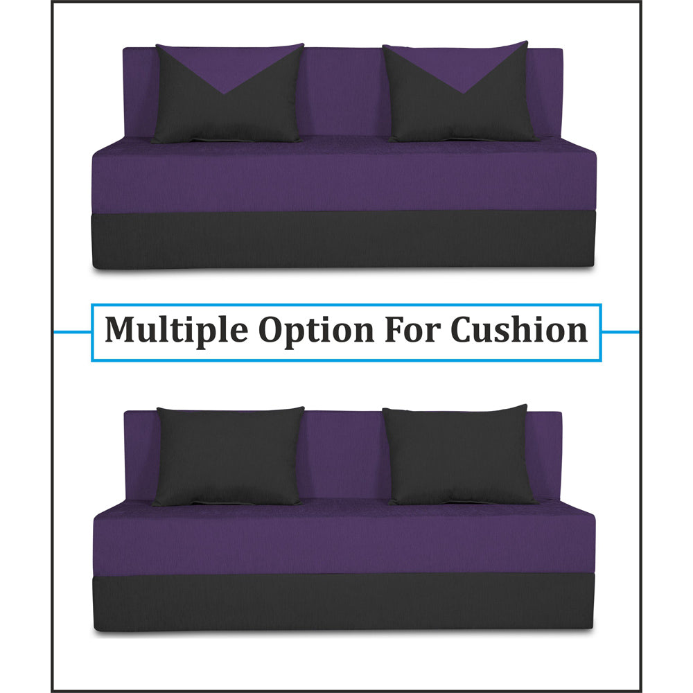 Adorn India Easy Boom 3 Seater Sofa Cum Bed 5 x 6 (Purple & Black) (1 Year Warranty)