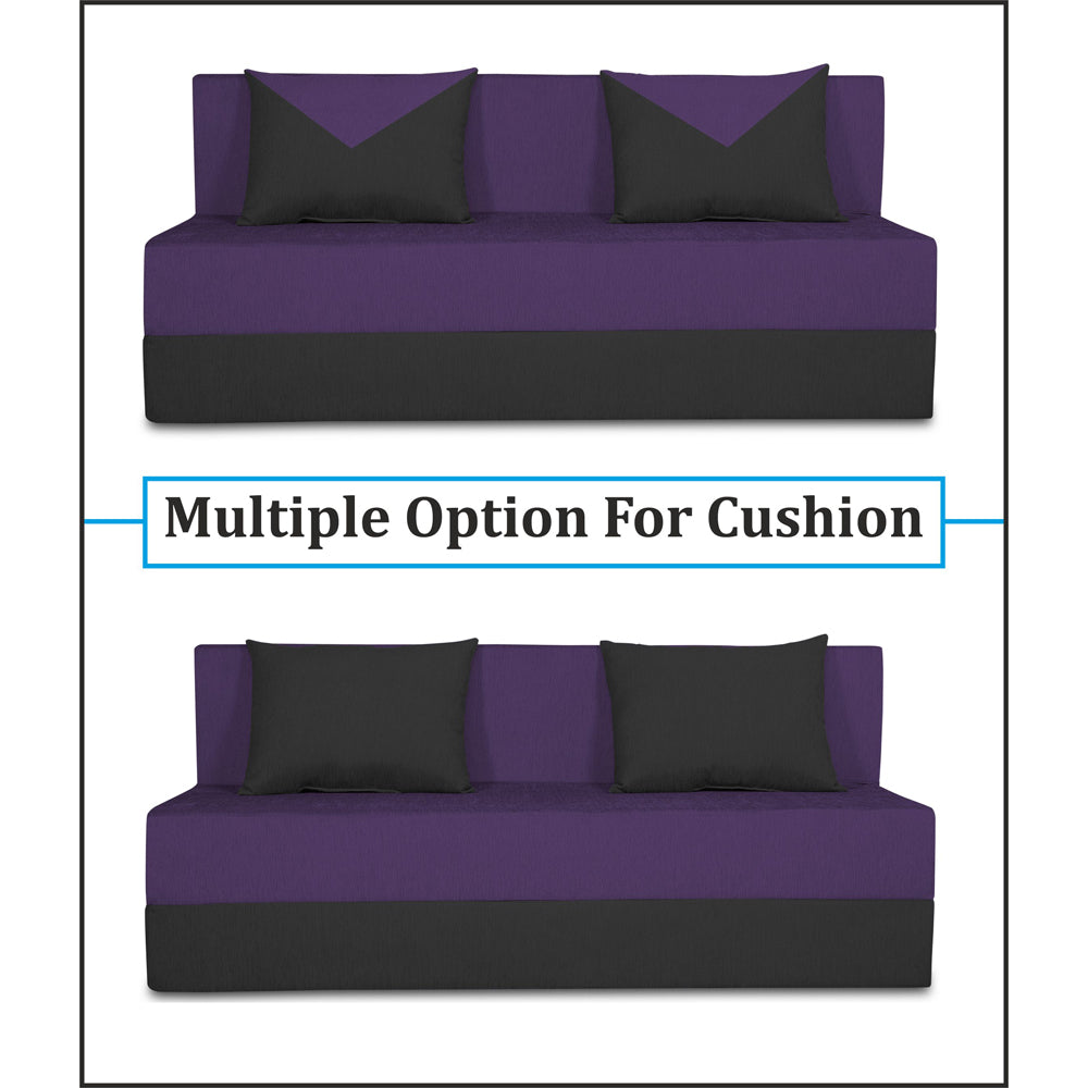 Adorn India Easy Desmond 4 Seater Sofa Cum Bed 6 x 6 (Purple & Black) (1 Year Warranty)