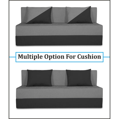 Adorn India Easy Desmond 4 Seater Sofa Cum Bed 6 X 6 (Grey & Black) (1 Year Warranty)