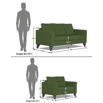Adorn India Hallton Tufted 3+2 5 Seater Sofa Set (Green) (3 Year Warranty)