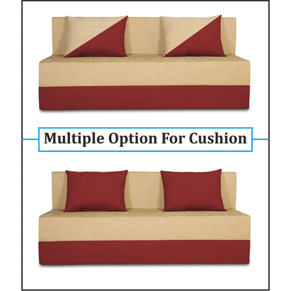 Adorn India Easy Desmond 4 Seater Sofa Cum Bed 6 x 6 (Maroon & Beige) (1 Year Warranty)
