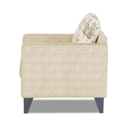 Adorn India Straight line Plus Leaf 1 Seater Sofa (Beige) (3 Year Warranty)