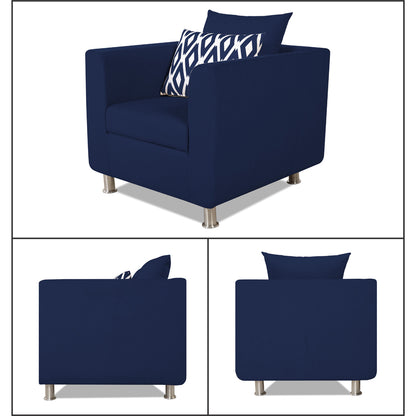 Adorn India Poland 3-1-1 Five Seater Sofa Set (Blue)