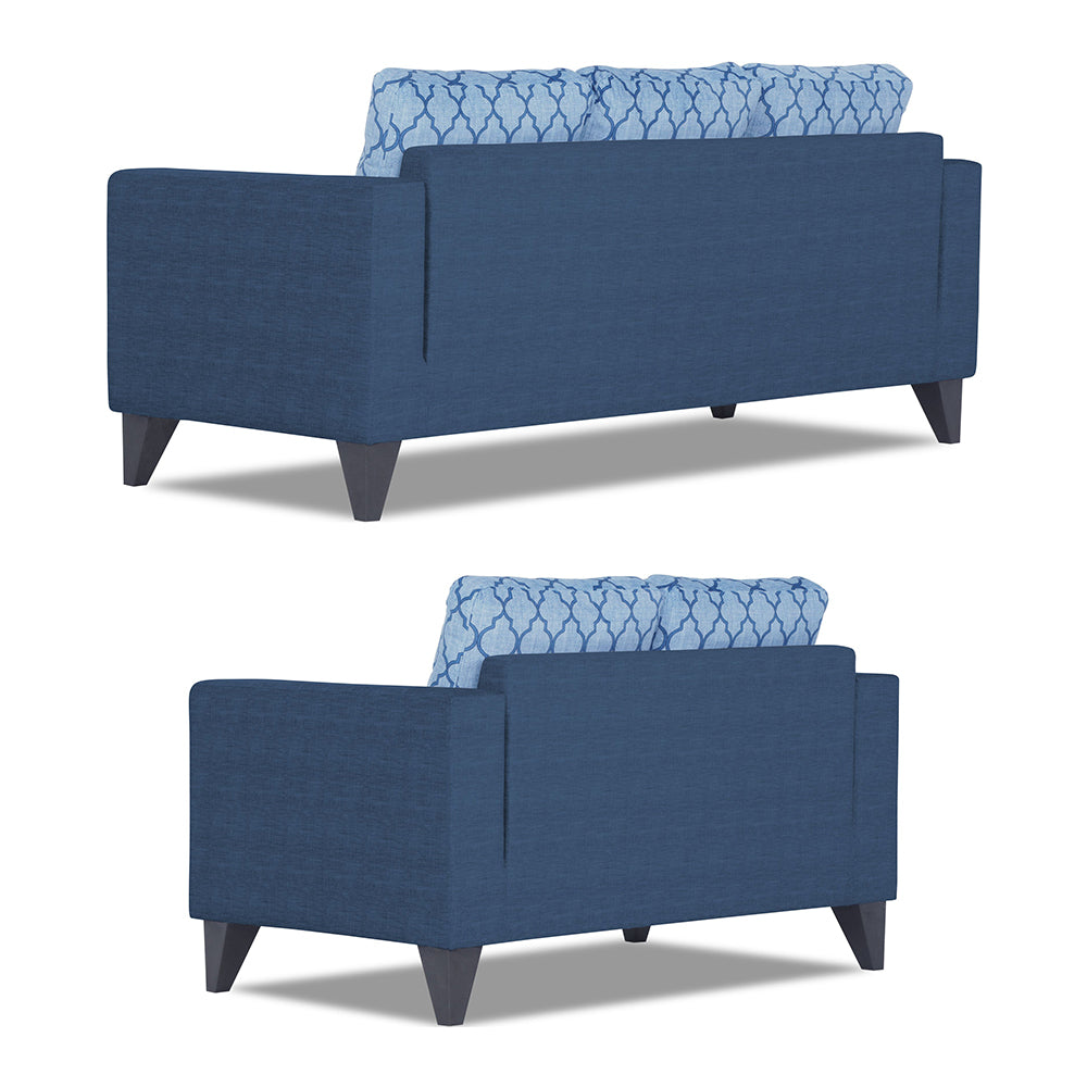 Adorn India Straight line Plus Blossom 3+2 5 Seater Sofa Set (Blue)