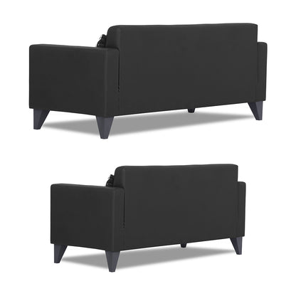 Adorn India Bladen Leatherette 3+2 5 Seater Sofa Set (Black)