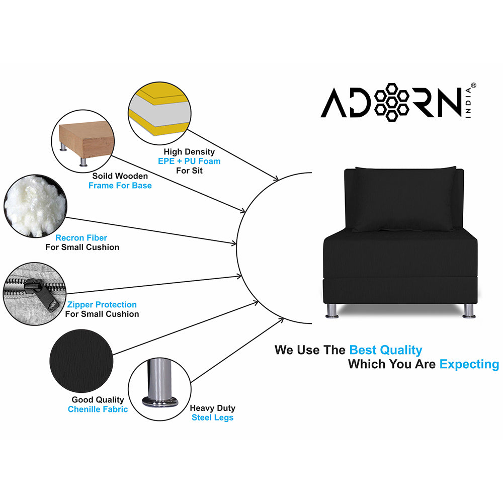 Adorn India Easy Alyn Plus Decent 1 Seater Sofa Cum Bed (2.5x6) (Black) (1 Year Warranty)