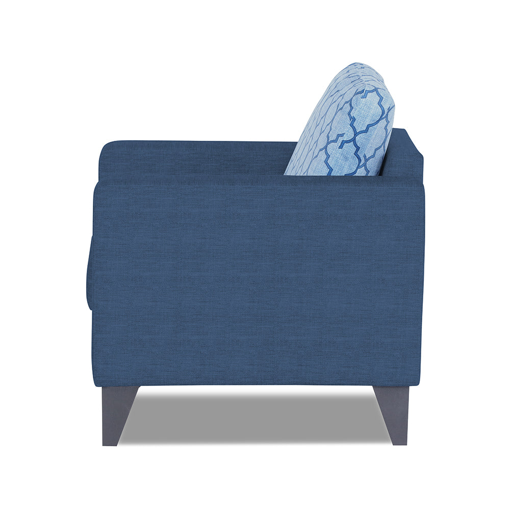 Adorn India Straight line Plus Blossom 1 Seater Sofa (Blue) (3 Year Warranty)