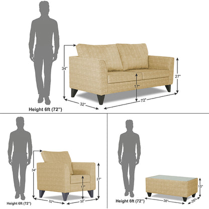 Adorn India Enzo Decent 3+1+1 5 Seater Sofa Set with Centre Table (Beige)