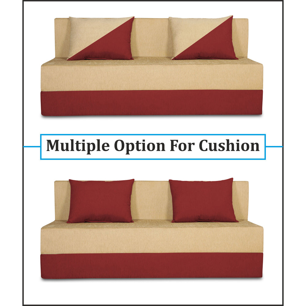 Adorn India Easy Desmond 3 Seater Sofa Cum Bed 5 x 6 (Maroon & Beige) (1 Year Warranty)
