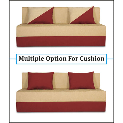 Adorn India Easy Desmond 3 Seater Sofa Cum Bed 5 x 6 (Maroon & Beige) (1 Year Warranty)