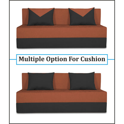 Adorn India Easy Boom 4 Seater Sofa Cum Bed 6 x 6 (Rust & Black) (1 Year Warranty)