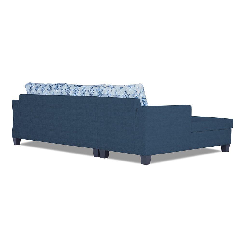 Adorn India Valencia Plus L Shape 6 Seater Sofa Set Leaf (Left Hand Side) (Blue)