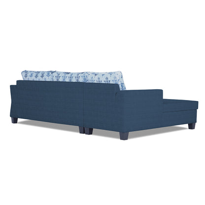 Adorn India Valencia Plus L Shape 6 Seater Sofa Set Leaf (Left Hand Side) (Blue)
