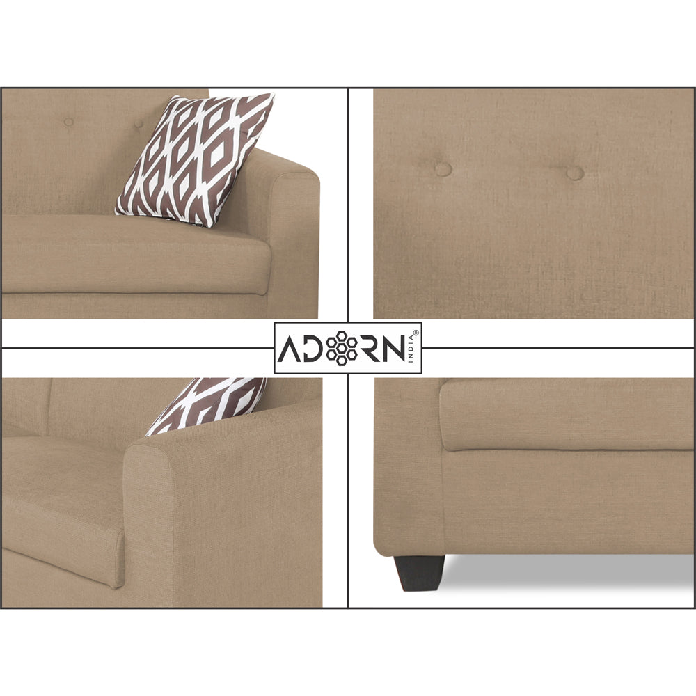 Adorn India Blazer Plus 3 Seater Sofa (Beige)