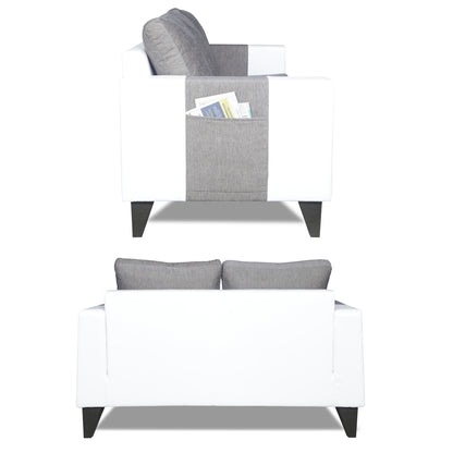 Adorn India Ashley Plain Leatherette Fabric 2 Seater Sofa (Grey & White) (3 Year Warranty)