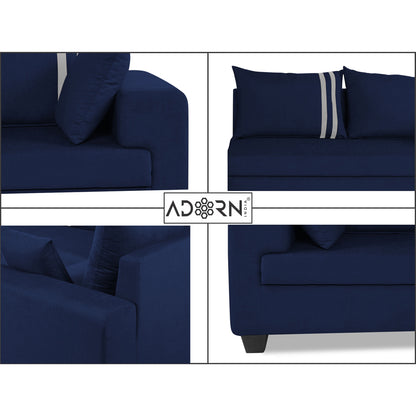 Adorn India Winston L Shape 6 Seater Sofa Set (Right Side) (Blue)