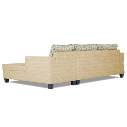 Adorn India Alexia Plus L Shape 5 Seater Sofa Set Blossom (Right Hand Side) (Beige)