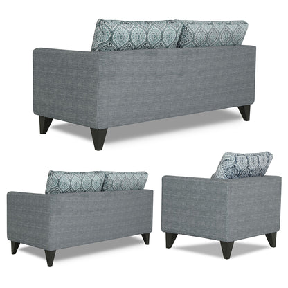 Adorn India Cortina Damask 3+2+1 6 Seater Sofa Set with Centre Table (Grey) Modern