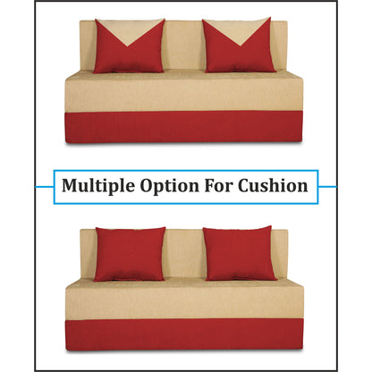 Adorn India Easy Boom 2 Seater Sofa Cum Bed 4 x 6 (Red & Beige) (1 Year Warranty)