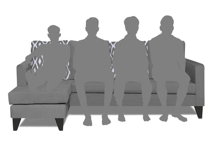 Adorn India Beetle Rhombus L Shape 5 Seater Sofa Set LHS (Grey) (3 Year Warranty)