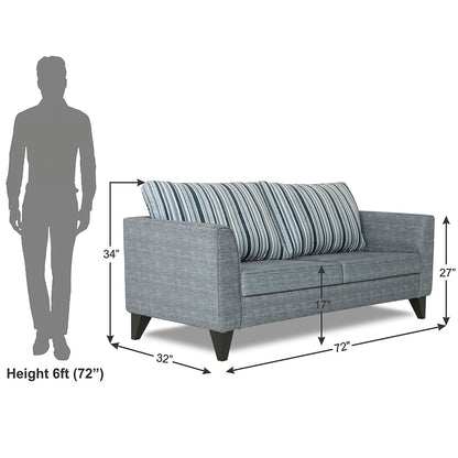 Adorn India Lawson Stripes 3 Seater Sofa (Grey)