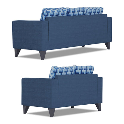 Adorn India Straight line Plus Bricks 3+2 5 Seater Sofa Set (Blue) (3 Year Warranty)