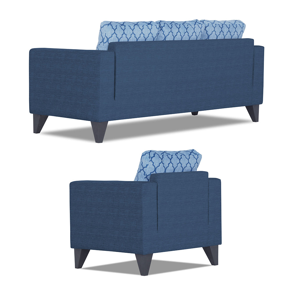 Adorn India Straight line Plus Blossom 3+1+1 5 Seater Sofa Set (Blue) (3 Year Warranty)