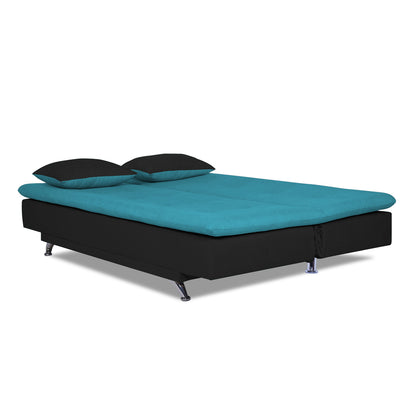 Adorn India Aspen 3 Seater Sofa cumbed(Aqua Blue & Black) (3 Year Warranty)