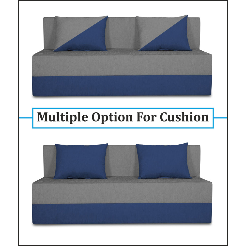 Adorn India Foam Easy Desmond 4 Seater Sofa Cum Bed 6 X 6 (Blue & Grey) (1 Year Warranty)