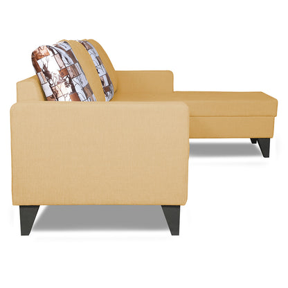Adorn India Hallton L Shape 5 Seater Sofa Set Digitel Print (Right Hand Side) (Beige) (3 Year Warranty)